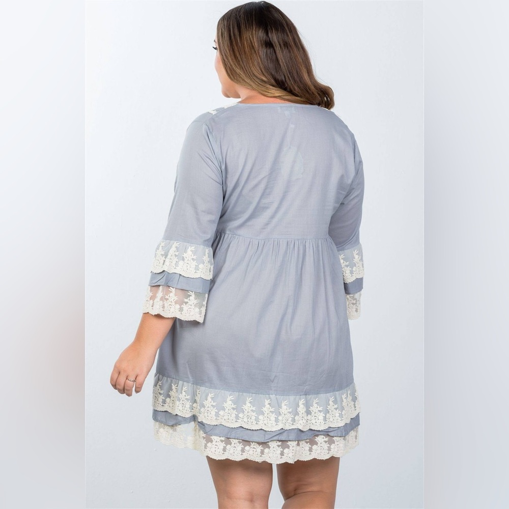 Velzera EUC blue and white lace bohemian dress - Picture 16 of 16